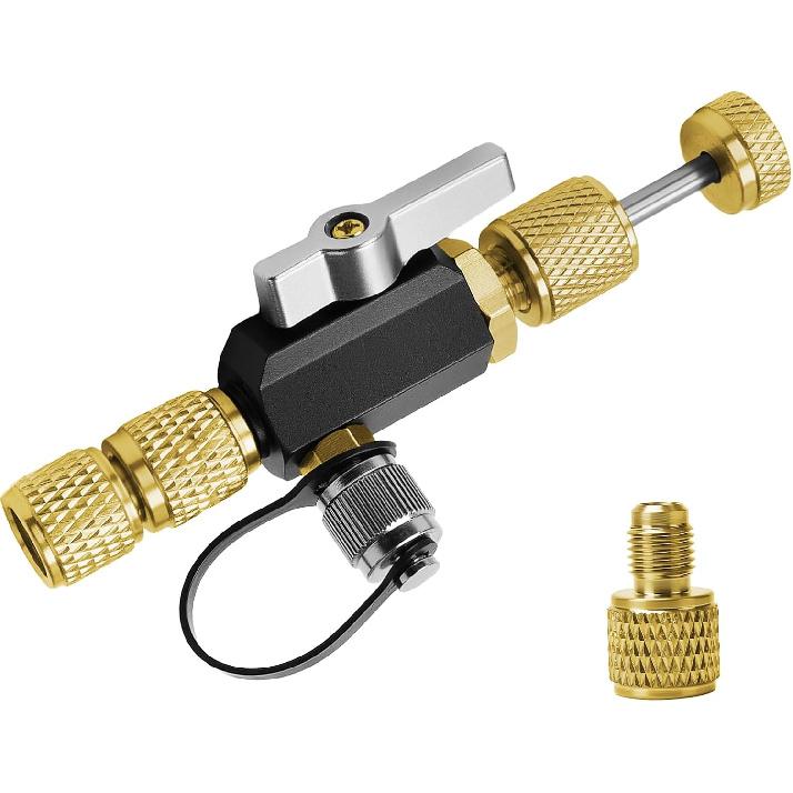 HVAC Valve Core Removal Tool,Valve Core Remover Taller Tool,1/4"& 5/16" Dual Valve Mega Flow Vacuum-Rated Valve Core Removal Tool,20 Microns