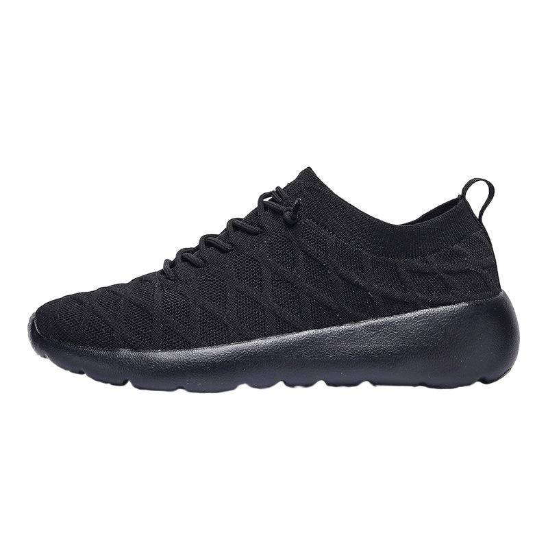 Spring lace-up cushioning running shoes men's and women's large-size fly-woven casual sports shoes
