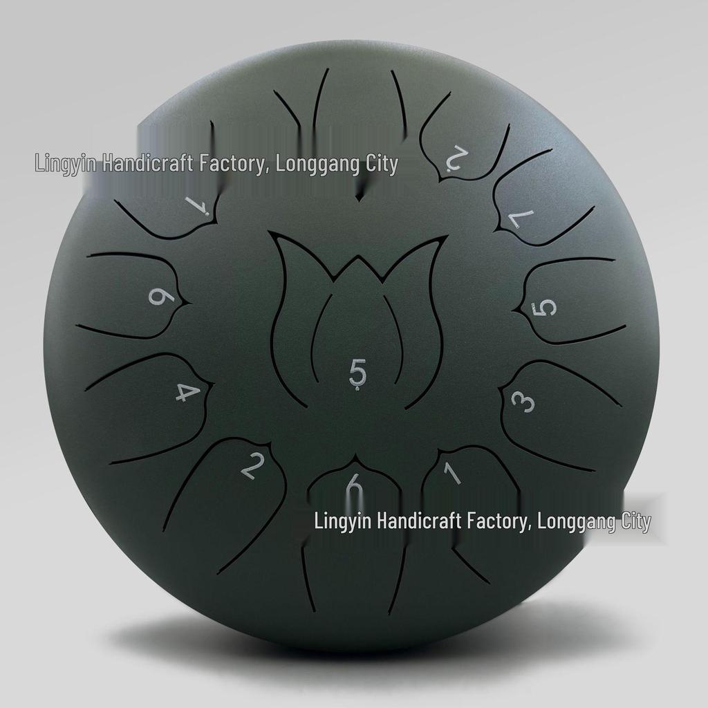 Chinese Style 13-Tone Lotus Steel Tongue Drum (12-inch): Ethereal Children's Educational Percussion Instrument