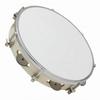 Wooden Tambourine White Drumhead with Metal Discs Handheld Hand Drum