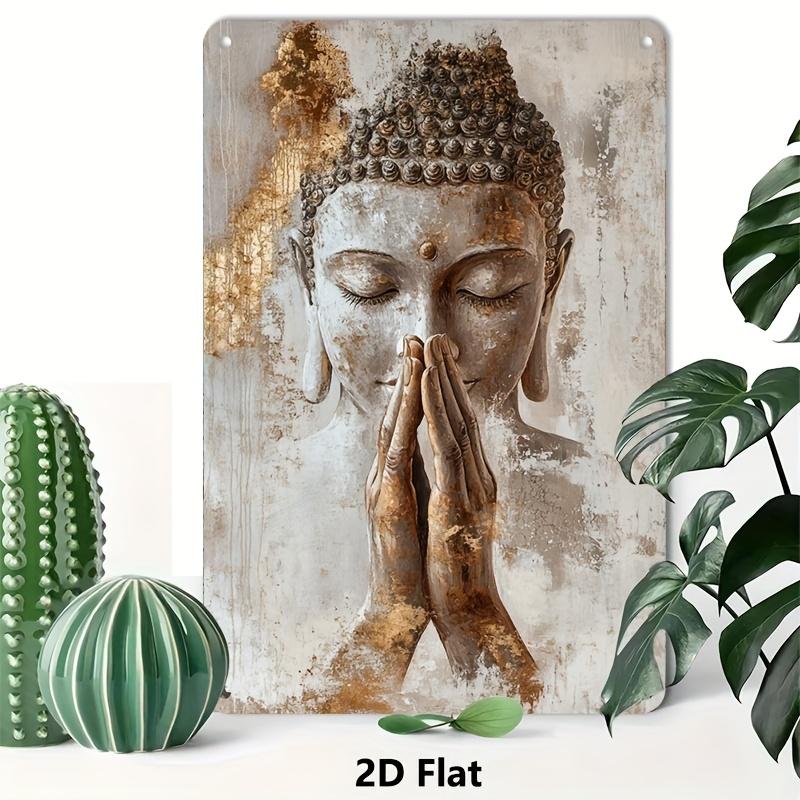 

[2D Flat] 1pc Golden Leaf Buddha Retro Tin Sign, Mixed Color, Aluminum, Reusable, 8x12Inch/20*30cm, with Wall Plaque Poster Gift 20x30cm（7.8x11.8inch）