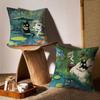 Cartoon Pond River Cat Beautiful Pillow Case Printing Pillowcase Living Room Sofa Cushion Cover Bedroom Room Decor