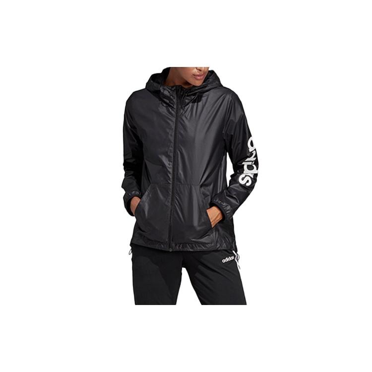 (WMNS) adidas E Lin Windbr Letter Logo Printing Hooded Jacket Black Women s DP2408 XS