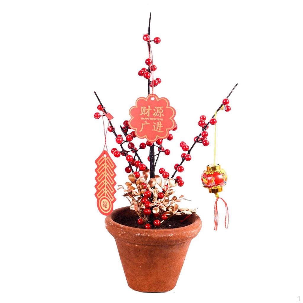 Artificial Potted Flower Bonsai Chinese Year Ornaments for Garden Dining Room