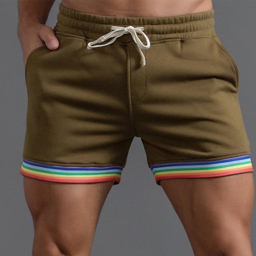 Stylish Men's Swim Shorts with Rainbow Hem, Quick-Dry Fabric, for Beach, Pool, Gym Model LZF250300, Sizes S-XXL