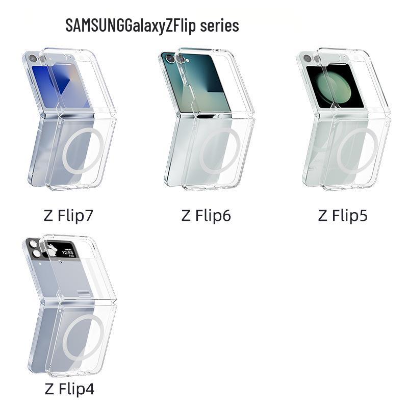 Průhledné magnetické pevné pouzdro pro Samsung Z Flip4/5/6/7
