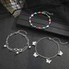 New European and American Foot Accessories Fashionable Butterfly Numbers8Double-layer colored beads3Adjustable Anklet Set