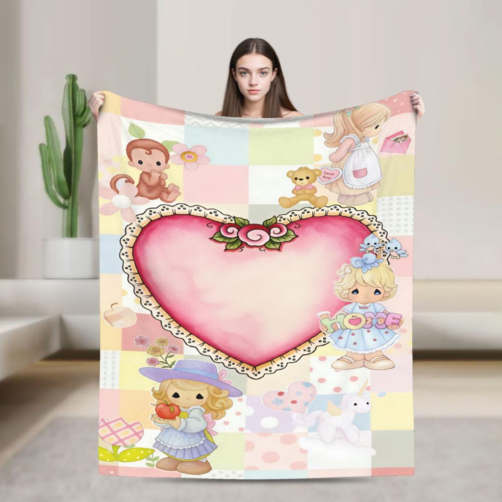 Precious Moments Blanket Picnic Flannel Bedding Throws For Couch Chair Sofa Bed Soft Warm Custom DIY Quality Bedspread Gift
