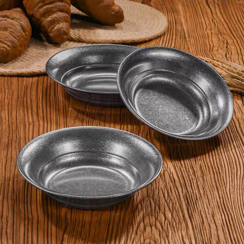 Retro Stainless Steel Y-Shaped Deep Plate for Snacks, Hot Pot, Oil Dishes, or Fruit Salad