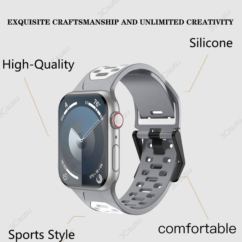 Classic Strap For Apple Watch Band 44mm 45mm 49mm 40mm 41mm 38mm 42mm Soft Silicone Sport Bracelet Iwatch Serise 9 8 7 SE 6 5 9 Ultra 2