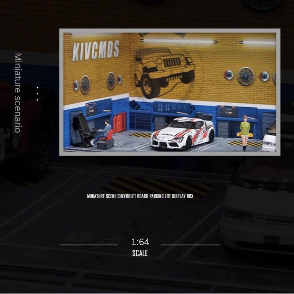 Simulation Garage Scene Model With Lights Car Model Display Box Parking Lot Model  Zinc Zinc Alloy Car