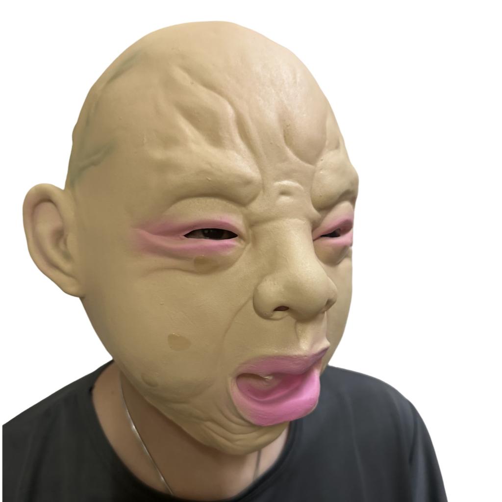 Hot-selling smiling and crying baby masks, crying face doll masks, full-face headgear, Halloween party, haunted house, celebrity