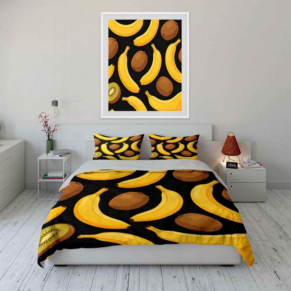 Fruit Pattern Decorative Set Soft Comfortable Duvet Cover Bedding Set Included 1*Duvet Cover & 2*Pillowcases, Gift
