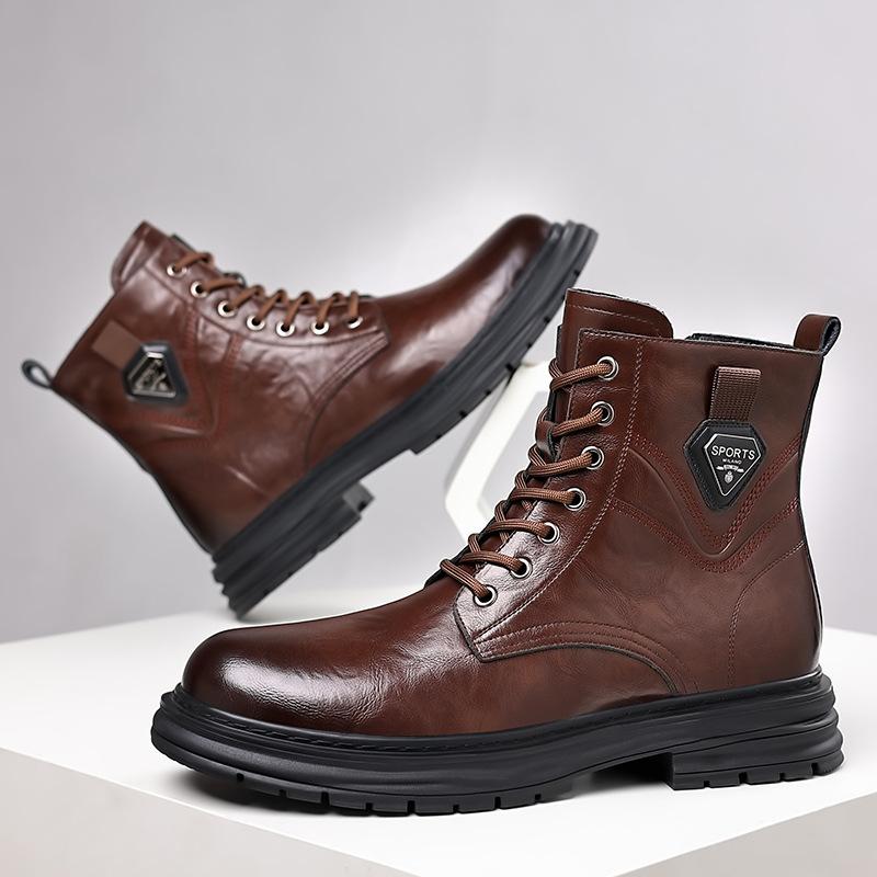 Módní podzimní zimní boty z hovězí kůže pro muže Nové designové módní ležérní pracovní boty Pánská móda Ležérní platformové kotníkové boty Muži