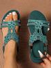 Sandali piatti con strass bohémien Yasrun - Comode scarpe estive da donna