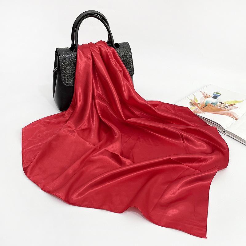 Modisches Neues Vielseitiges Kopftuch Großes Quadratisches Tuch Einfarbiges Tuch Damen Kunstseiden-Satin-Tuch