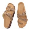 Fashion Crestar Mode Flache Clogs Sandalen für Damen Offene Zehen Korksohle Slipper mit Doppelschnalle Damen Dicke Sohlen Lässige Strand-Slipper