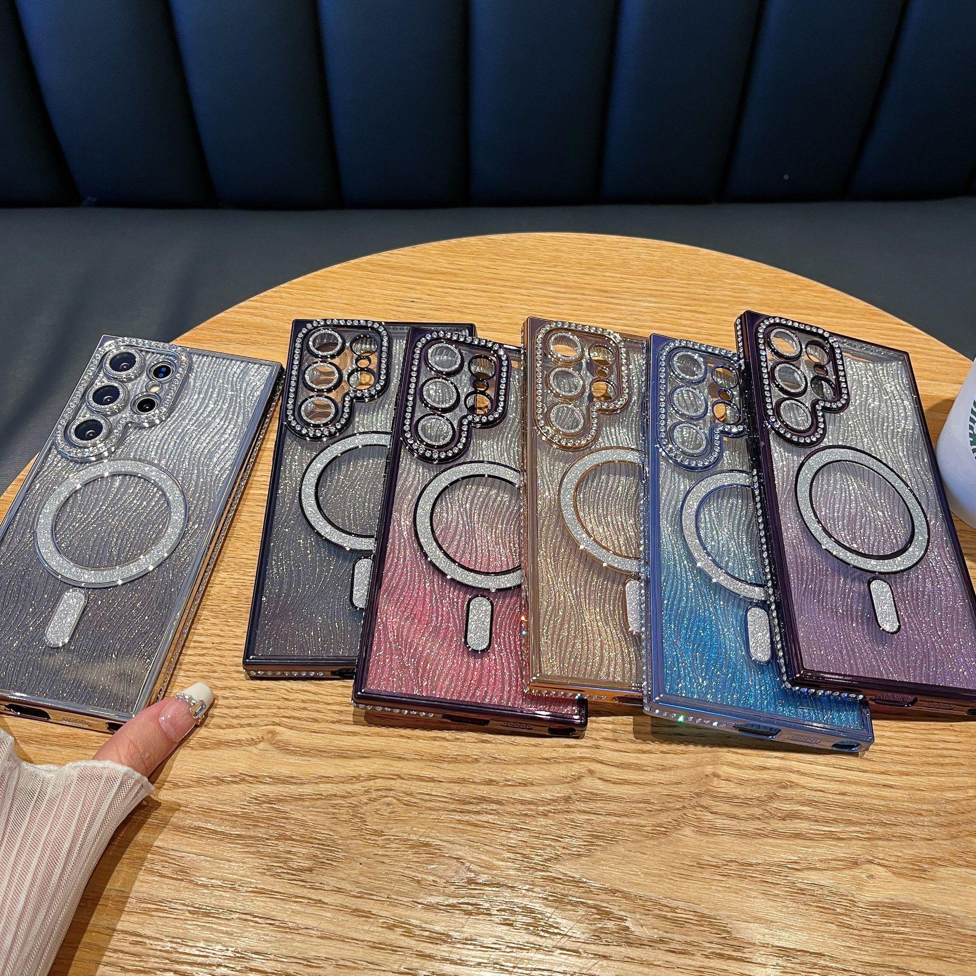 

Suitable for Samsung S25 Flash Powder Magnetic Rhinestone Frame Mobile Phone Case Water Corrugated Flash Powder Lens Film A35 Anti Fall Full Package Samsung A16