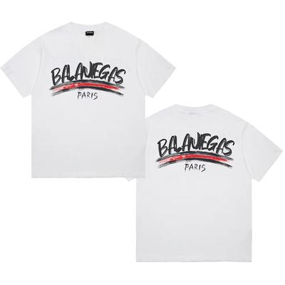 Balaniegas Short Sleeve T-Shirt Men's and Women's Couples Same Fashion Letter Printed Pure Cotton Loose Cotton Crew Neck T-Shirt