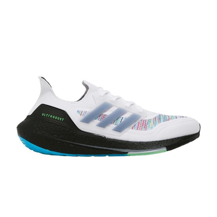 Adidas UltraBoost 21 White Screaming Green Unisex Sneakers Cloud-White Core-Black GZ3194