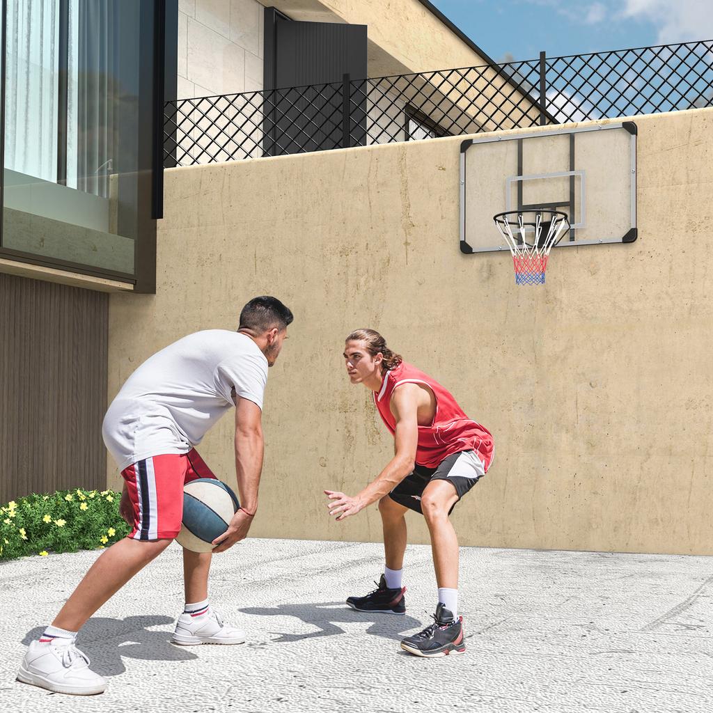 Basketballkorb, Bruchfeste Rückwand, Höhenverstellbar, Indoor & Outdoor, Stahlrahmen, Schwarz