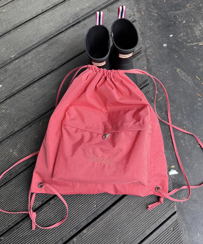 Iroco Logo Nylon String Backpack_Coral