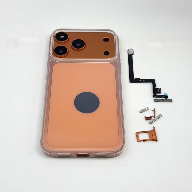 Modifiziertes Rückglas-Mittelrahmen-Gehäuse mit Handyhülle für iPhone 11 Umbau zu 17 Pro 17Pro DIY Schalter-Stummschalttasten-Modifikation
