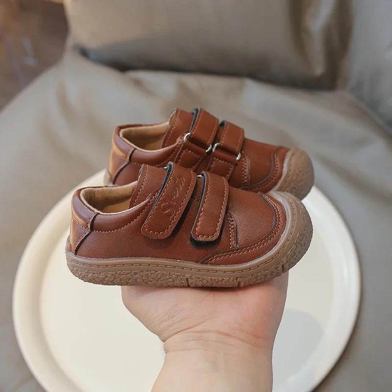 

0-5 лет Новая детская обувь Кожа из микрофибры Обувь для малышей Босиком Звезда Мягкая подошва Для девочек Уличная Теннис Мода Детские кроссовки 26-Insole-15.9CM коричневый