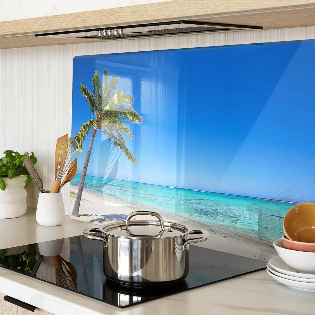 Decorative Glass Chopping and Serving Board Tropical Beach 80x52 Cm