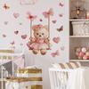 Cartoon Bear Swing Butterfly Wall Stickers Child Room Background Decoration Self-Adhesive Decals