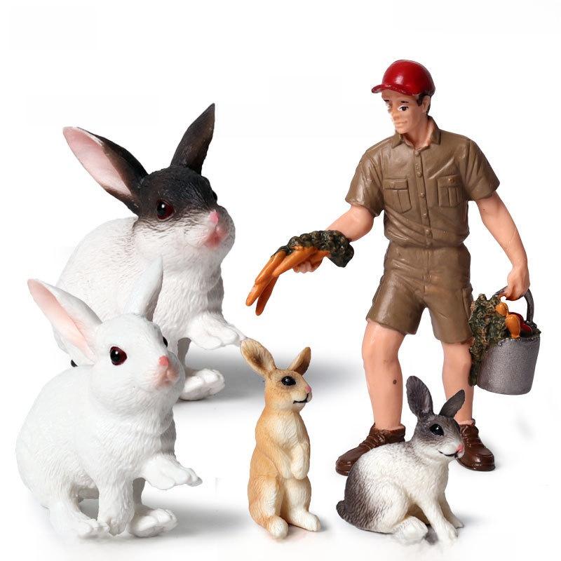 Farm Pasture Simulation Plastic Doll Model Ornament Farmer Worker Animal Woman