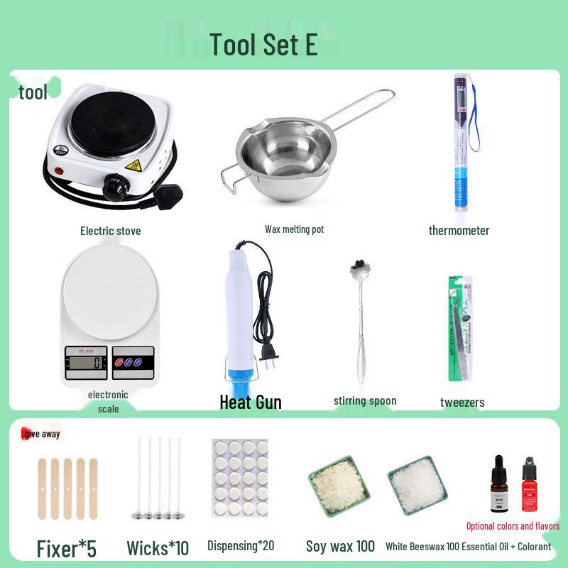 Aroma Candle DIY Tool Set: Electric Soy Wax Melting Pot and Stove