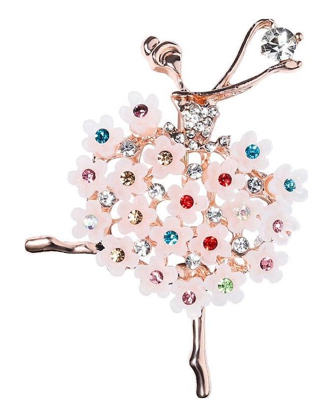 Blucome New Rhinestone Ballet Girl Brooch for Women Baroque Trendy Elegant Circle Brooch Pins Party Wedding Gifts