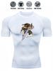 Mens White Compression Short Sleeve T-Shirt Anime Warrior With Sword Graphic Breathable Quick Dry High Elasticity Gym And Running Athletic Top