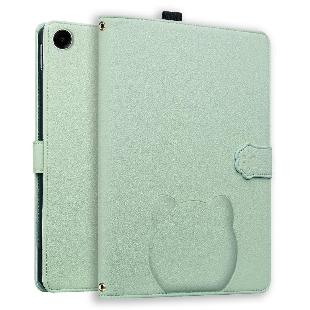 Wallet Case for Samsung Galaxy Tab A9 Leather Stand Table Cover with Stylus Holder,3D Effect Cat Pattern