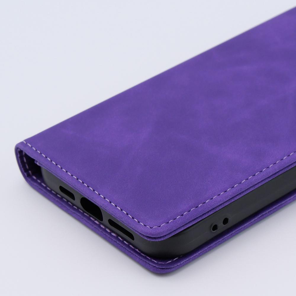 iPhone 15 Pro Max Case, ERBORD Vintage Wallet with Flap, Purple