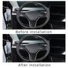 Echte Trocken-Kohlefaser für Tesla Model 3 Y Lenkradabdeckung 3K 240G Handgefertigte Lenkradschale Snap-in-Abdeckungen Zubehör