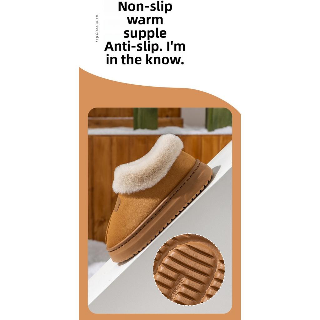 Plush Shoes for Women In Autumn and Winter, Thick Soled Bags, Cotton Shoes with Plush Insulation for Indoor and Outdoor Wear, Cotton Slippers