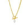 DIEYURO 316L Stainless Steel OT Clasp Large Pearl Pendant Necklace For Women New Girls 2-Layer Chain Jewelry Party Gifts Bijoux