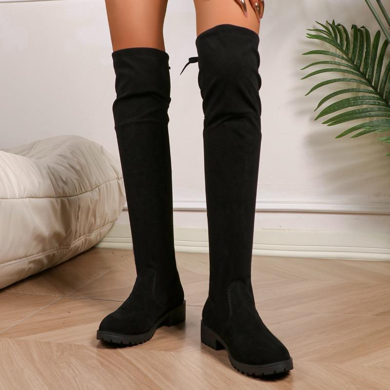 Stretch Long Faux Suede Boots Women Over-the-knee Boots Casual Black Sexy Nightclub Platform Shoes for Women Autumn Women Bottes