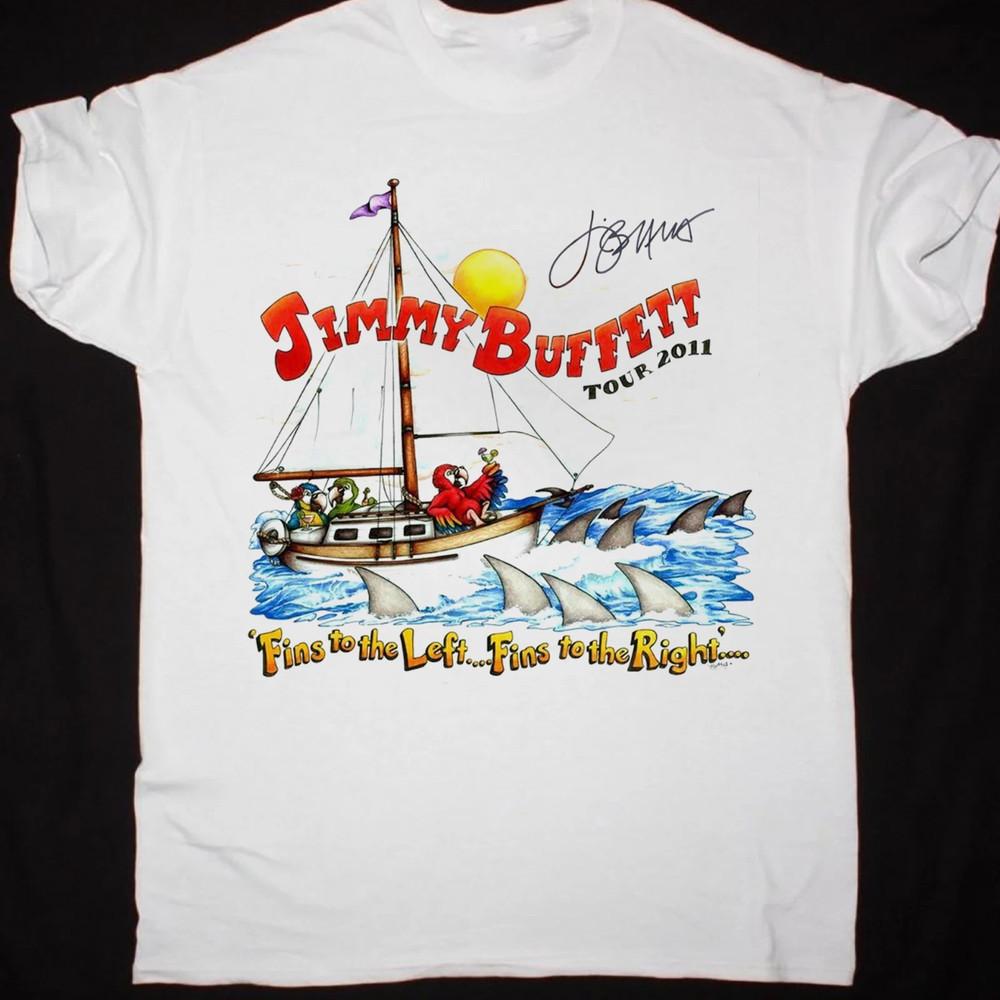 

Remembering Jimmy Buffett Tour White Cotton T Shirt Full Size S-5XL Unisex T-Shirt XXXL
