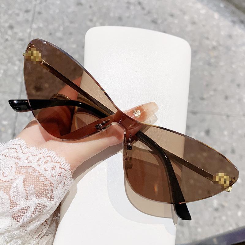 Frameless Trimmed Sunglasses Letter M Mijia Sunglasses Gradual Change Color Cat Glasses