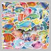 50 Cartoon Fish Stickers: Waterproof Marine Life for Decorating Refrigerators, Water Cups, and Journals.