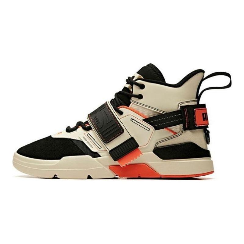 Anta Lifestyle men high-top skate shoes black orange durable non-slip casual 91948082-3 40
