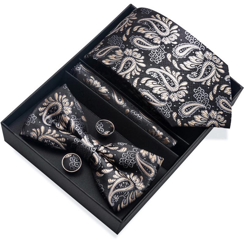 Set de 6 piezas, Corbata de Vestir de Negocios 8 cm Corbata para Hombre Set de Pajarita Caja de Regalo.