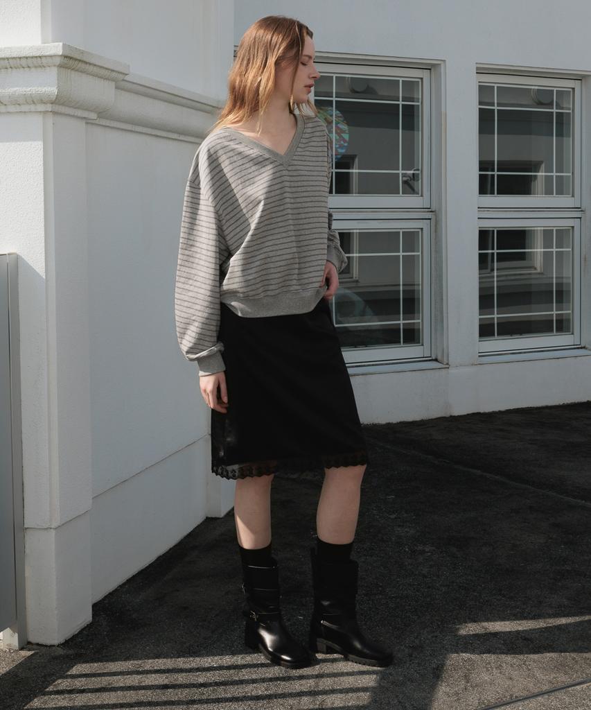 Dehebe Glossy Lace Skirt [Black]