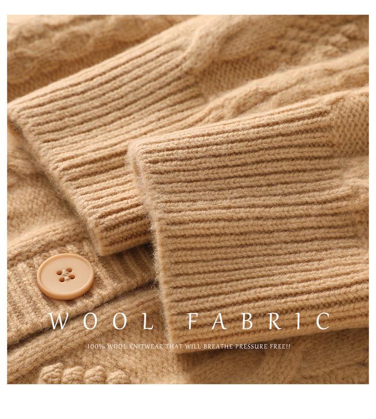 Women's 3D Crochet Thickened Wool Cardigan - Long Sleeve Knit Sweater for Autumn & Winter