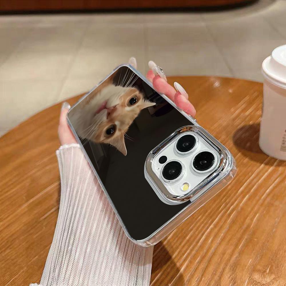 Custodia Carina Divertente Gatto Gatti Per Telefono Per Iphone 17 16 15 14 13 12 11 Pro Max Xr Air Plus Custodia in Silicone Custodia Rigida Argentata
