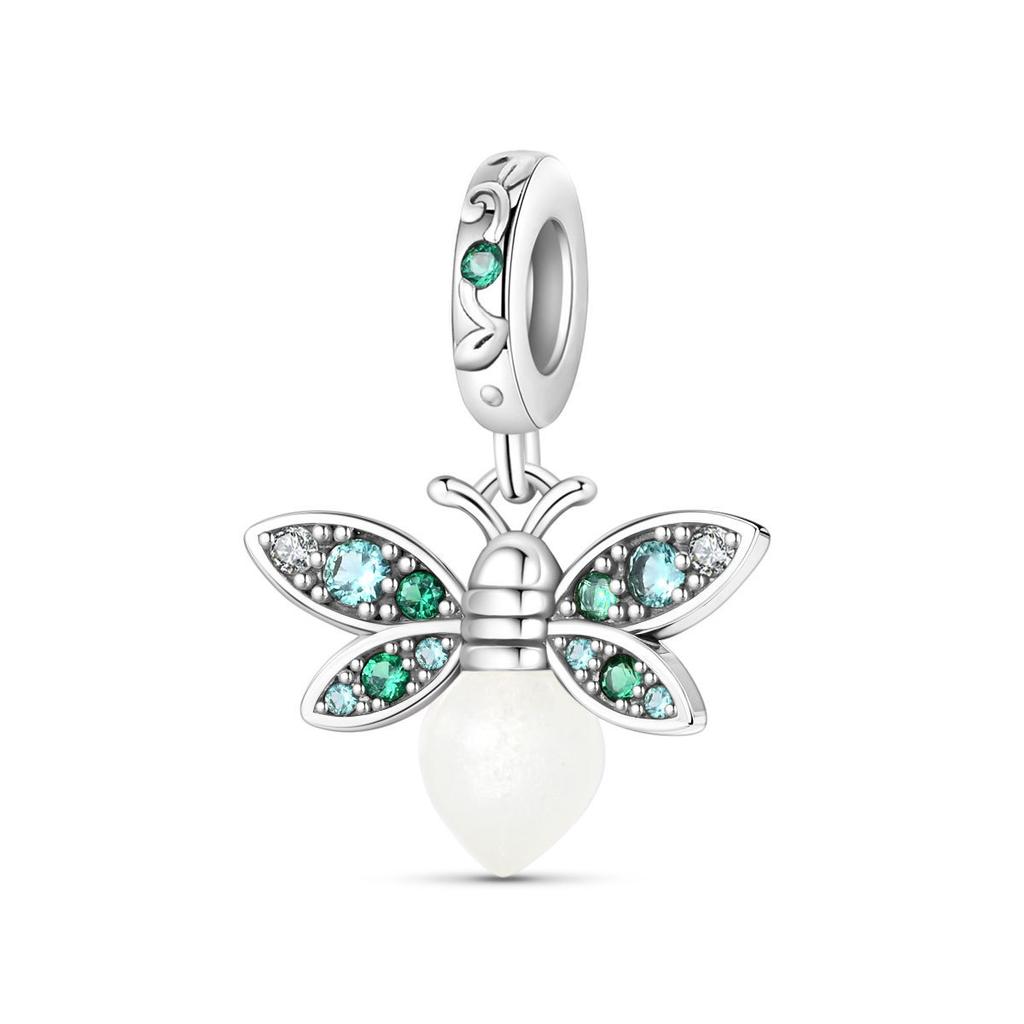 S925 Silver Glow In The Dark Beaded Butterfly Firefly Deer Pendant 925 Silver Bracelet DIY Jewelry Making Kit Accessories Set