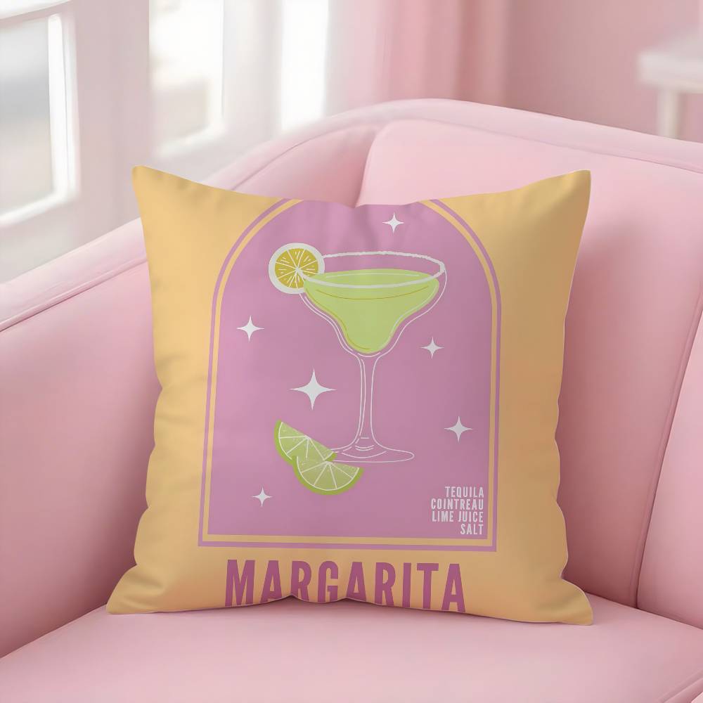 Margarita Cocktail Kunst Kissenbezug Weicher Plüschstoff Beidseitiger Druck Dekorative Wohnzimmer Heimdekoration Geschenk Kissenhülle